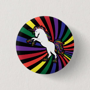 Retro Regenbogen Einhorn Button