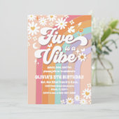 Retro-Regenbogen-Einladung zum 5. Geburtstag Einladung (Stehend Vorderseite)