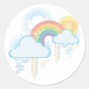 Retro Regenbogen-Entwurf - Pastell Runder Aufkleber