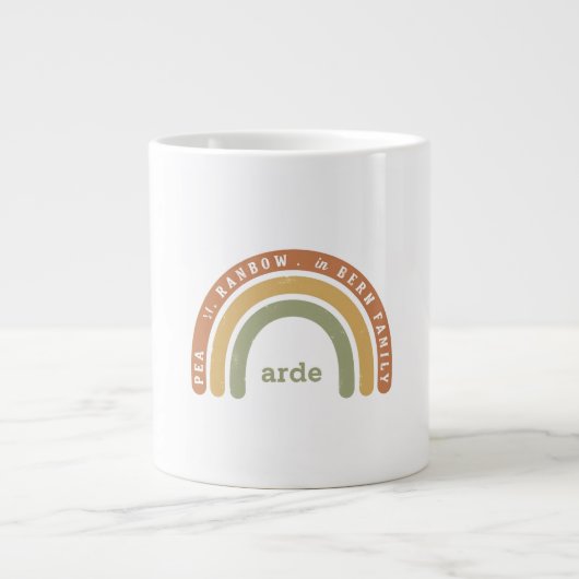 Retro-Regenbogen-Familienname Print | Personalisie Jumbo-Tasse (Vorderseite)