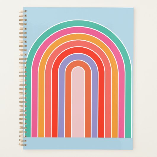 Retro-Regenbogen Farbige Blautöne Planer (Vorderseite)
