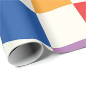 Retro-Regenbogen-farbige, verschleierte Schachbret Geschenkpapier (Rolleneckpunkt)