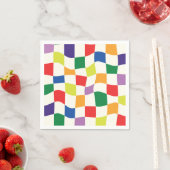 Retro-Regenbogen-farbige, verschleierte Schachbret Serviette (Beispiel)