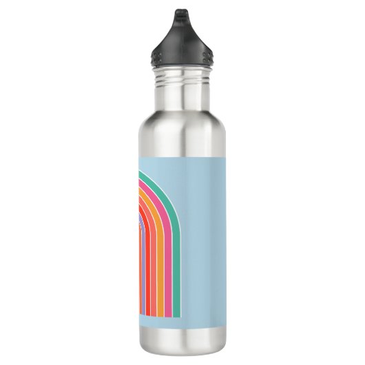 Retro-Regenbogen-farbiges Blau Edelstahlflasche (Rechts)