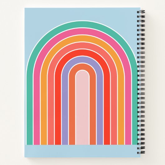 Retro-Regenbogen-farbiges Blau Notizblock (Rückseite)