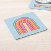 Retro-Regenbogen-farbiges Blau Rechteckiger Pappuntersetzer (angewinkelt)
