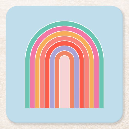 Retro-Regenbogen-farbiges Blau Rechteckiger Pappuntersetzer (Vorderseite)