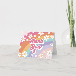 Retro-Regenbogen-Geburtstags-Dankeschön Dankeskarte