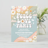 Retro-Regenbogen-Geburtstagseinladung Einladung (Stehend Vorderseite)