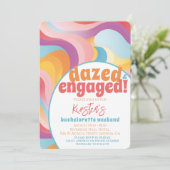 Retro-Regenbogen getanzt und Verlobter Junggeselin Einladung (Stehend Vorderseite)