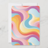 Retro-Regenbogen getanzt und Verlobter Junggeselin Einladung (Rückseite)