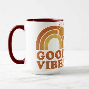 Retro-Regenbogen-Good-Vibes-Keramikbecher Tasse