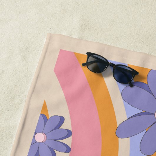 Retro, Regenbogen, Groovy Birthday, Strand Strandtuch (Beispiel)