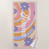 Retro, Regenbogen, Groovy Birthday, Strand Strandtuch (Vorderseite)