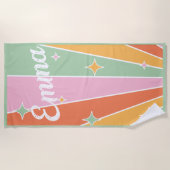 Retro, Regenbogen, Groovy Birthday, Strand Strandtuch (Vorderseite)