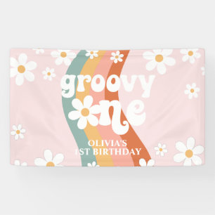 Retro-Regenbogen Groovy One Daisy 1. Banner