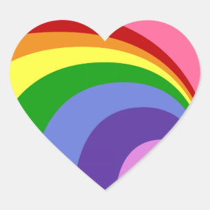 Retro-Regenbogen-Herz-Aufkleber Herz-Aufkleber