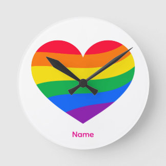 Retro-Regenbogen-Herz - Süße bunte abstrakte Kunst Runde Wanduhr