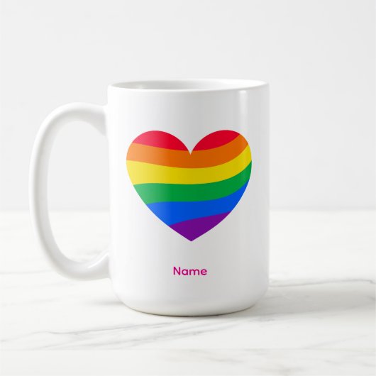 Retro-Regenbogen-Herz - Süße farbenfrohe abstrakte Kaffeetasse (Links)