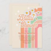 Retro Regenbogen Hippie 70s rosa Brautparty Einladung (Vorne/Hinten)