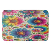 Retro-Regenbogen-Hippie-Blumenmuster Badematte (Vorderseite)