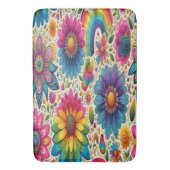 Retro-Regenbogen-Hippie-Blumenmuster Badematte (Vorderseite Vertikal)