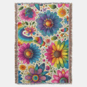 Retro Regenbogen Hippie Blumenmuster Decke (Vorderseite Vertikal)