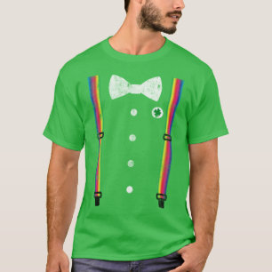 Retro-Regenbogen-Hosenträger-Leprechaun-St.-Patric T-Shirt