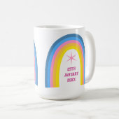 Retro-Regenbogen-Jahresgeburtstags-Kaffeetasse Kaffeetasse (VorderseiteRechts)