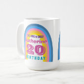 Retro-Regenbogen-Jahresgeburtstags-Kaffeetasse Kaffeetasse (Vorderseite Links)