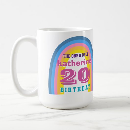 Retro-Regenbogen-Jahresgeburtstags-Kaffeetasse Kaffeetasse (Links)