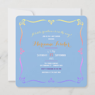 Retro-Regenbogen-Junge-Baby-Shower-Einladung