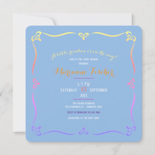 Retro-Regenbogen-Junge-Baby-Shower-Einladung (Vorderseite)