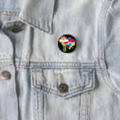 Retro Regenbogen-Knopf (Schwarzes) Button (Beispiel)
