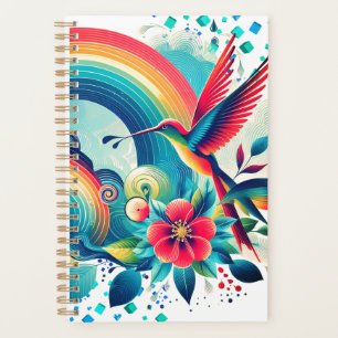 Retro-Regenbogen-Kolibri-Wochenplaner Planer