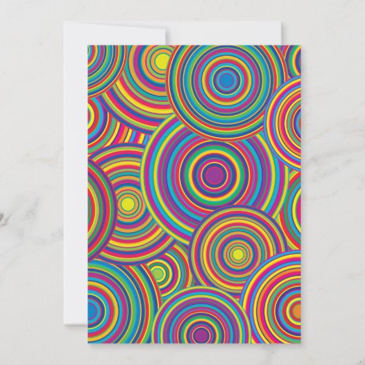 Retro Regenbogen kreist Muster ein Einladung (Rückseite)