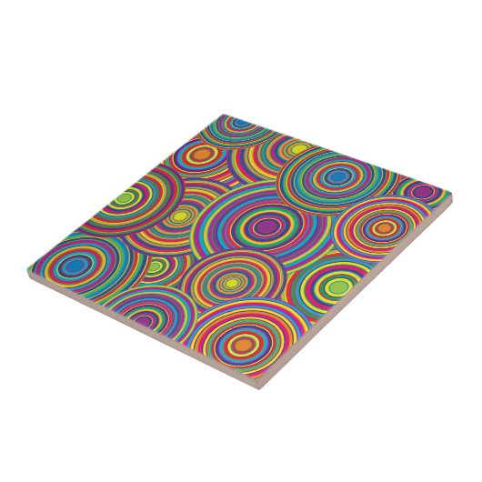 Retro Regenbogen kreist Muster ein Fliese (Seite)