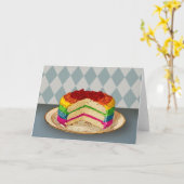 Retro Regenbogen-Kuchen Karte (Gelbe Blume)