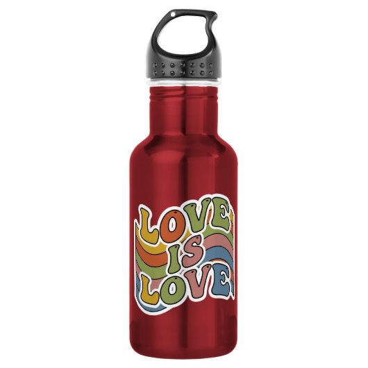 Retro-Regenbogen "Liebe ist Liebe" Edelstahlflasche (Vorderseite)