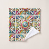 Retro Regenbogen Mid Century Modern Badhandtuch Set (Waschlappen)