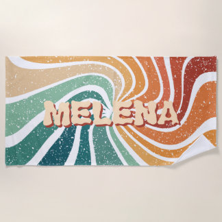 Retro-Regenbogen mit individuellem Namen Vintage-S Strandtuch