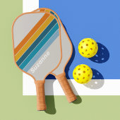 Retro-Regenbogen mit Name Pickleball Schläger