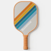 Retro-Regenbogen mit Name Pickleball Schläger (Vorderseite)
