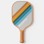 Retro-Regenbogen mit Name Pickleball Schläger (Rückseite)