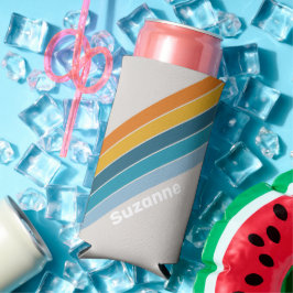 Retro-Regenbogen mit Name Selters Dosenkühler