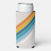 Retro-Regenbogen mit Name Selters Dosenkühler (Seltzer Vorderseite)