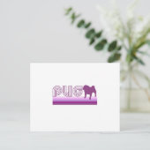 Retro-Regenbogen-Mops im Lila Postkarte (Stehend Vorderseite)