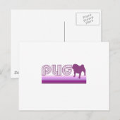 Retro-Regenbogen-Mops im Lila Postkarte (Vorne/Hinten)