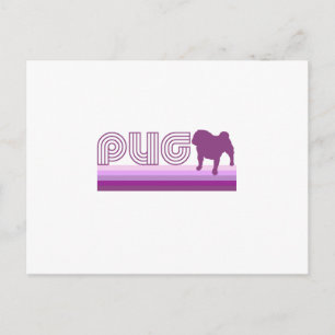 Retro-Regenbogen-Mops im Lila Postkarte