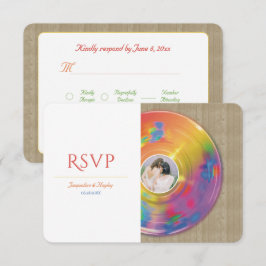 Retro-Regenbogen-Musik-Vinyl-Schallplatten-Hochzei RSVP Karte